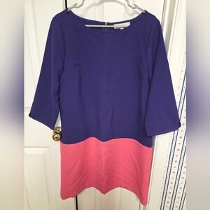 LOFT Women's Long Sleeve Dress in Purple and Pink